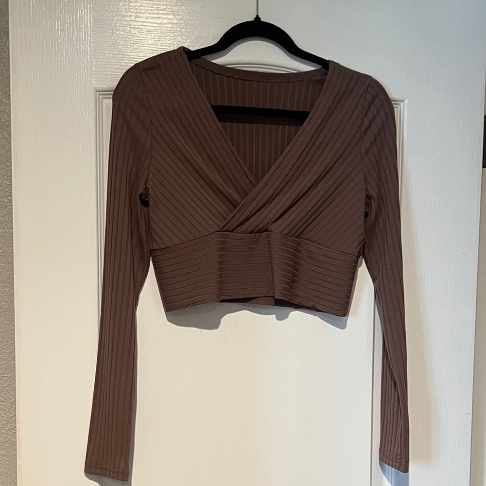 SHEIN  Ribbed Wrap Crop Top